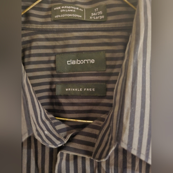 Claiborne longsleeve stripe Blk/Gray NWOT XL - Picture 2 of 3